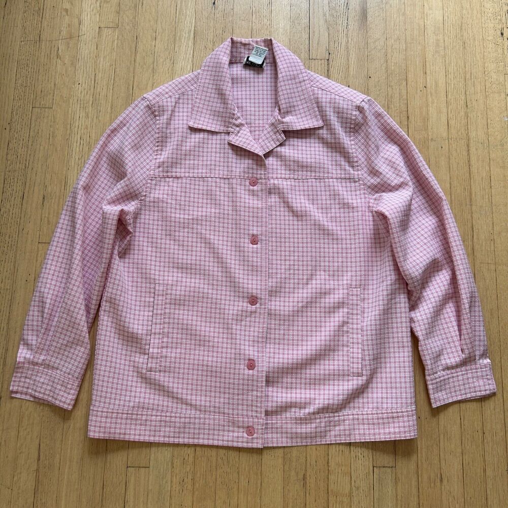 Vintage BonWorth Pink Gingham Shirt Jacket Women M Checker